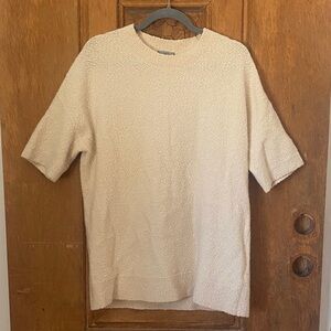 COS medium Cream Short Sleeve Shirt boucle textured wool